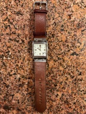Michael Kors Brown Leather Strap Silver-Tone Square Watch